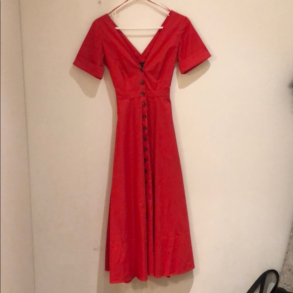 SALONI midi red dress